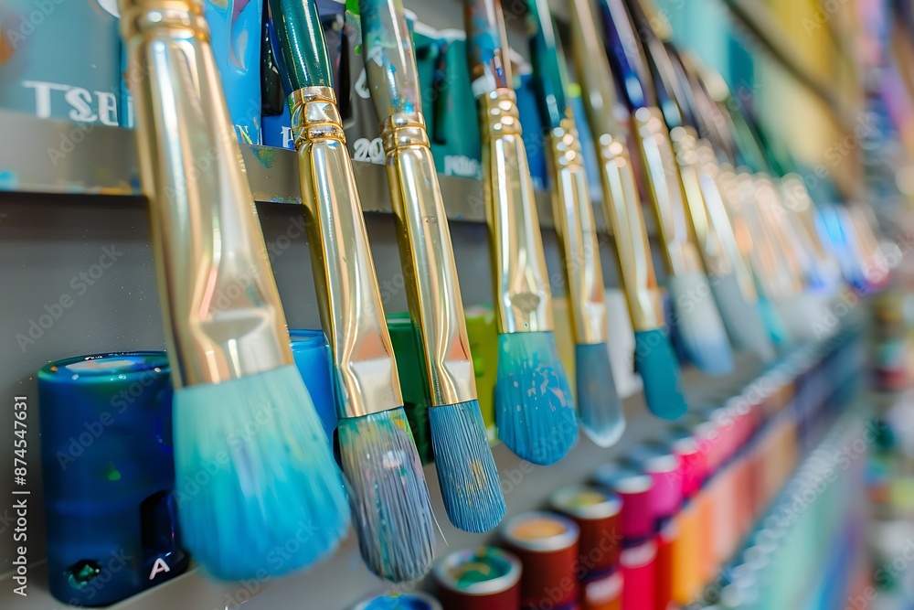 A high-end art supply store with paintbrush stroke testers and color mixing guides Stock Photo ...