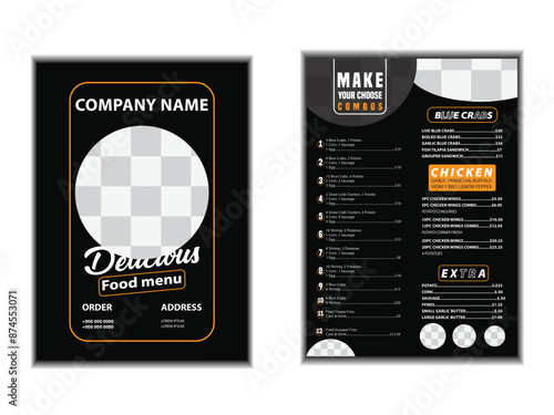 Print Modern restaurant menu design template for fast food