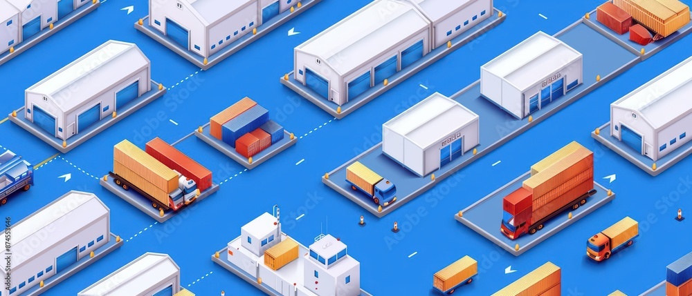 A comprehensive logistics management system coordinating inventory, warehousing, and transportation to streamline business operations with copy space A comprehensive logistics management system coordinating inventory, warehousing, and transportation to streamline business operations with copy space