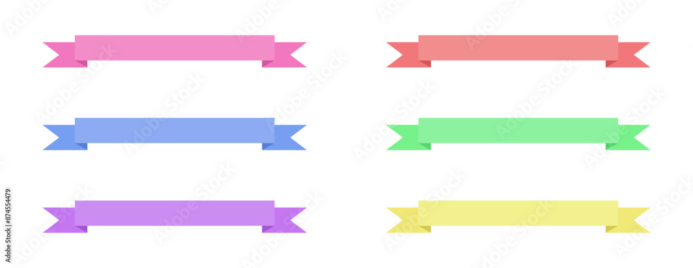 simple ribbon banners set isolated on white background - pink red blue green purple and yellow ribbons - vector ribbons in blank for text simple ribbon banners set isolated on white background - pink red blue green purple and yellow ribbons - vector ribbons in blank for text