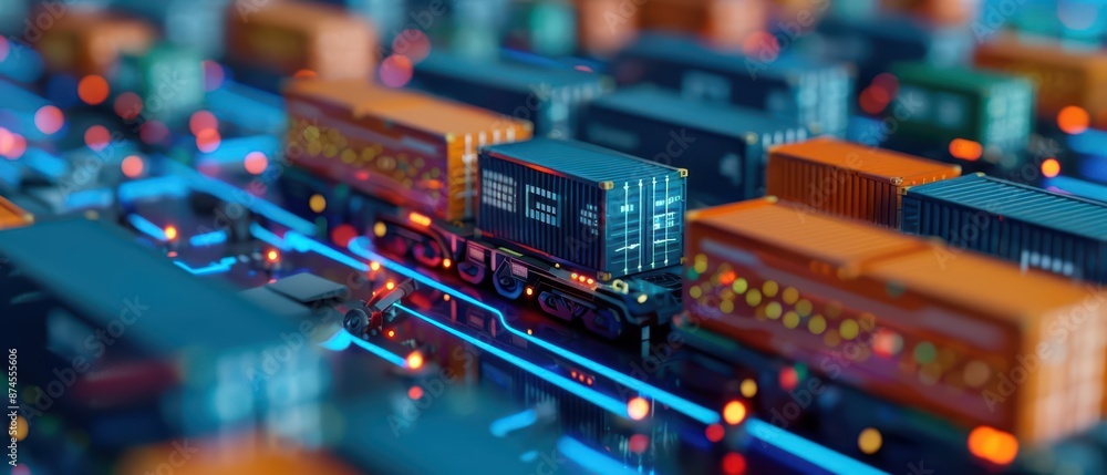 Obraz premium A hightech supply chain management system incorporates magical tracking and logistics solutions