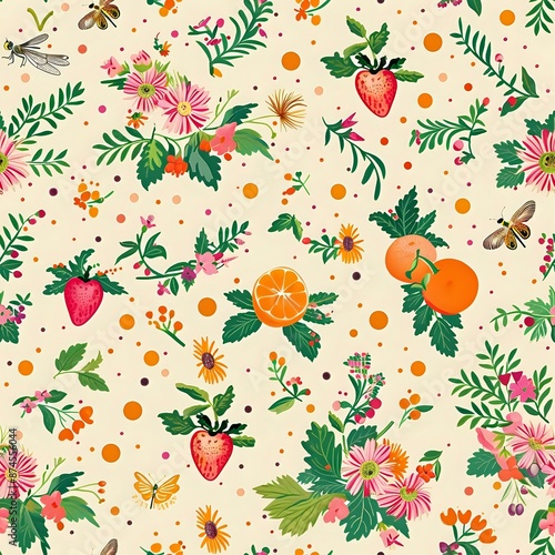 Wallpaper Mural Cheerful Garden Design with Vintage-Inspired Accents Torontodigital.ca