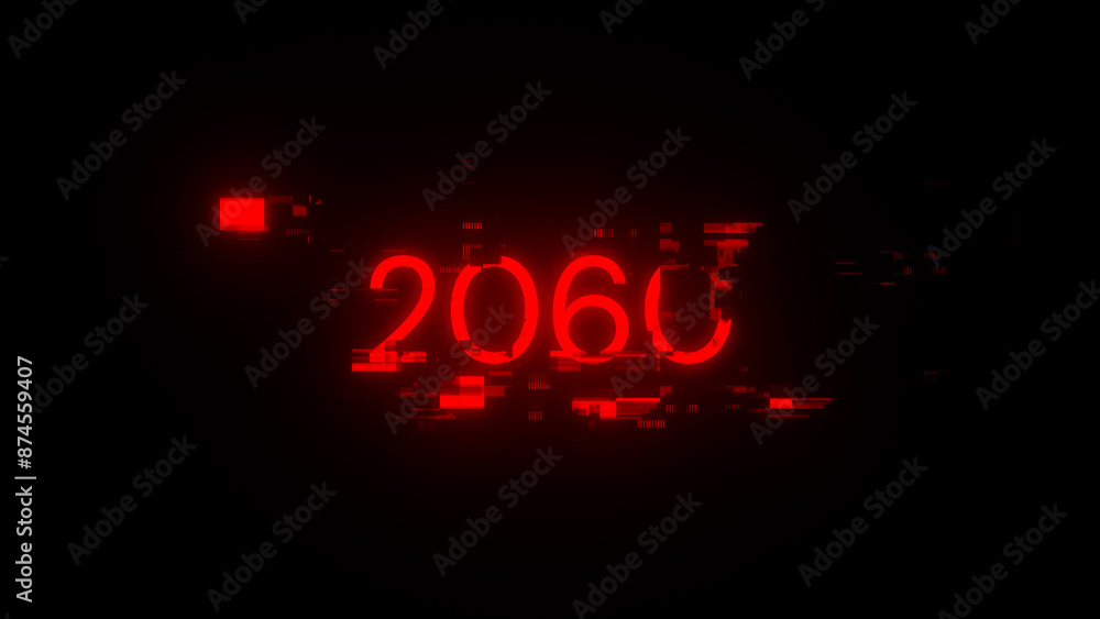 Obraz premium 3D rendering 2060 text with screen effects of technological glitches