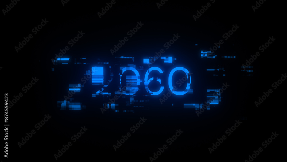 3D rendering 2060 text with screen effects of technological glitches 3D rendering 2060 text with screen effects of technological glitches