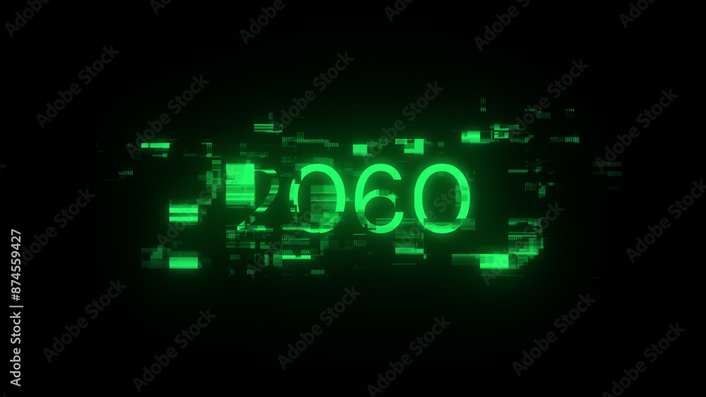 3D rendering 2060 text with screen effects of technological glitches 3D rendering 2060 text with screen effects of technological glitches