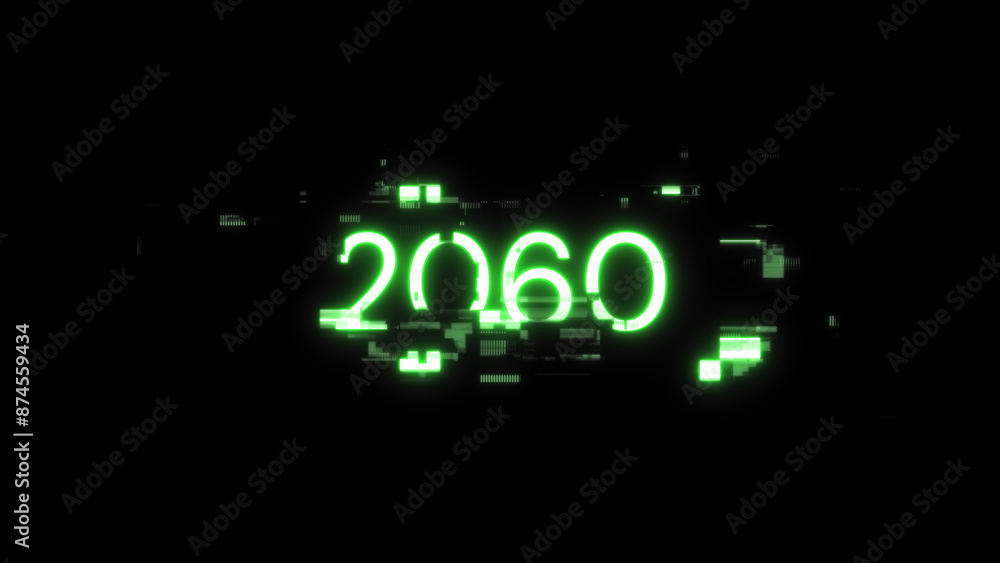 3D rendering 2060 text with screen effects of technological glitches 3D rendering 2060 text with screen effects of technological glitches