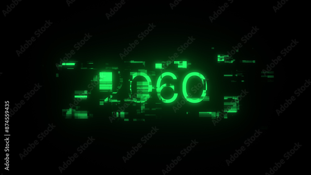 3D rendering 2060 text with screen effects of technological glitches 3D rendering 2060 text with screen effects of technological glitches