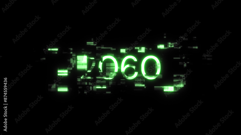 3D rendering 2060 text with screen effects of technological glitches 3D rendering 2060 text with screen effects of technological glitches