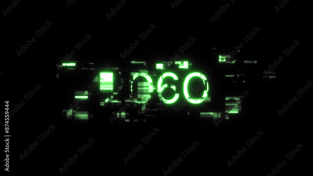 3D rendering 2060 text with screen effects of technological glitches 3D rendering 2060 text with screen effects of technological glitches