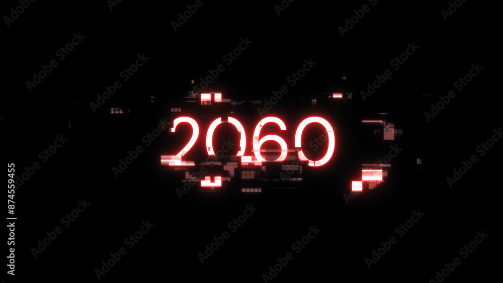 3D rendering 2060 text with screen effects of technological glitches 3D rendering 2060 text with screen effects of technological glitches
