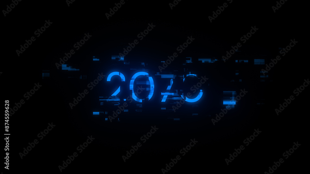 3D rendering 2070 text with screen effects of technological glitches 3D rendering 2070 text with screen effects of technological glitches
