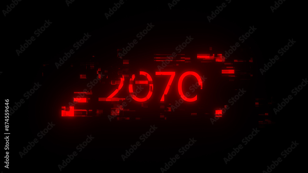 Obraz premium 3D rendering 2070 text with screen effects of technological glitches