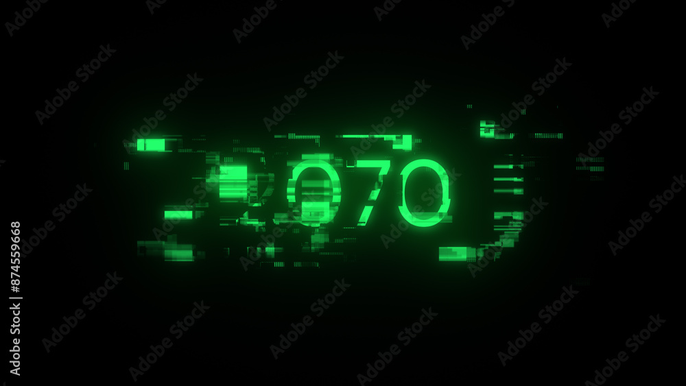 3D rendering 2070 text with screen effects of technological glitches 3D rendering 2070 text with screen effects of technological glitches