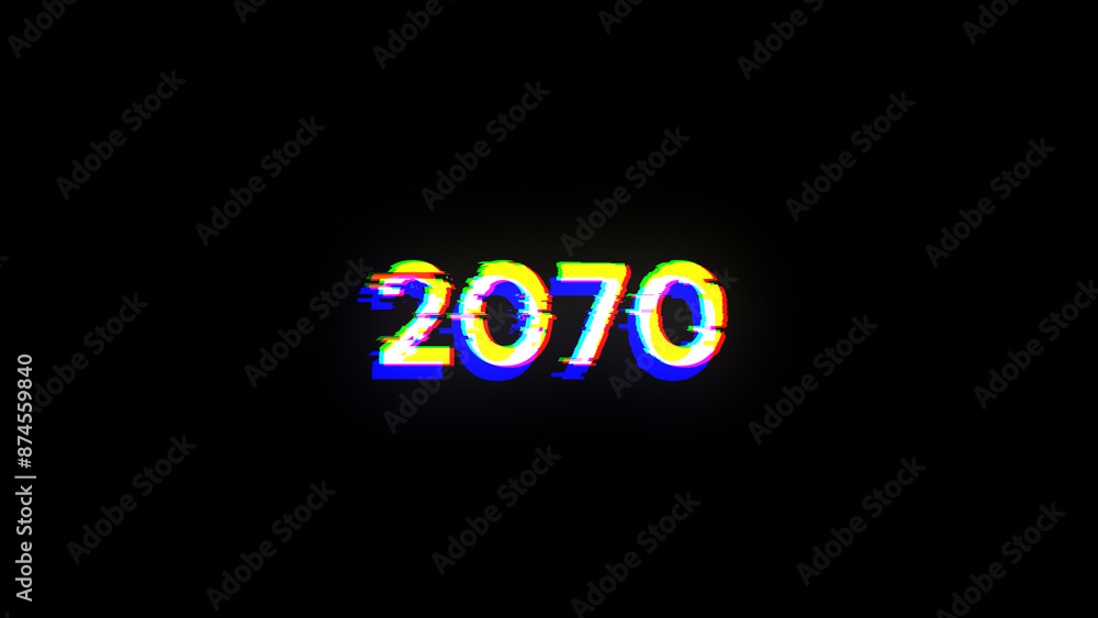 3D rendering 2070 text with screen effects of technological glitches 3D rendering 2070 text with screen effects of technological glitches