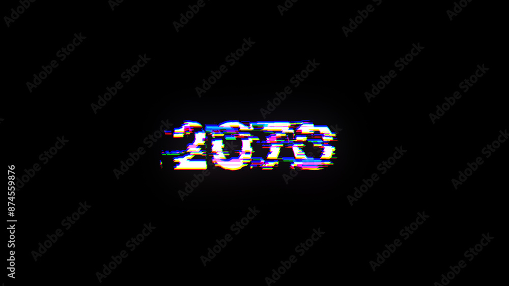 3D rendering 2070 text with screen effects of technological glitches 3D rendering 2070 text with screen effects of technological glitches