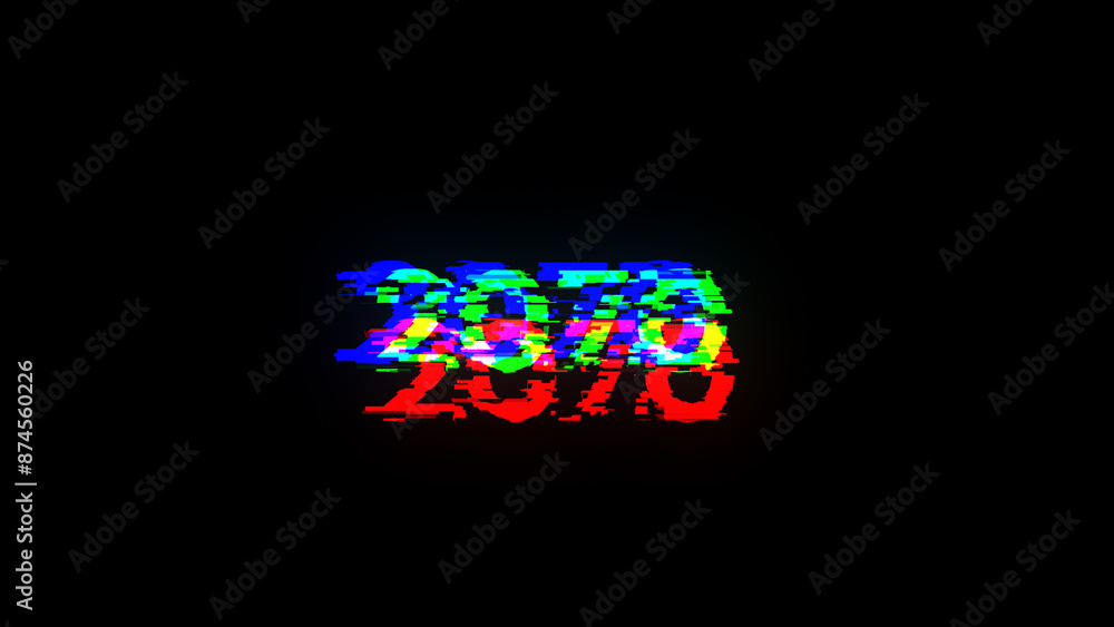 3D rendering 2070 text with screen effects of technological glitches 3D rendering 2070 text with screen effects of technological glitches