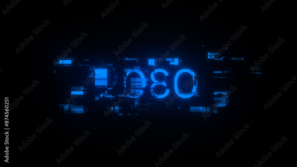 3D rendering 2080 text with screen effects of technological glitches 3D rendering 2080 text with screen effects of technological glitches