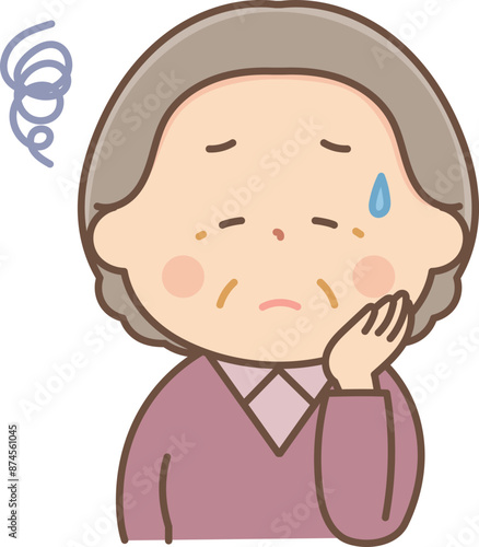 困った顔のシニア女性