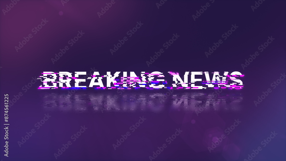 3D rendering breaking news text with screen effects of technological glitches 3D rendering breaking news text with screen effects of technological glitches