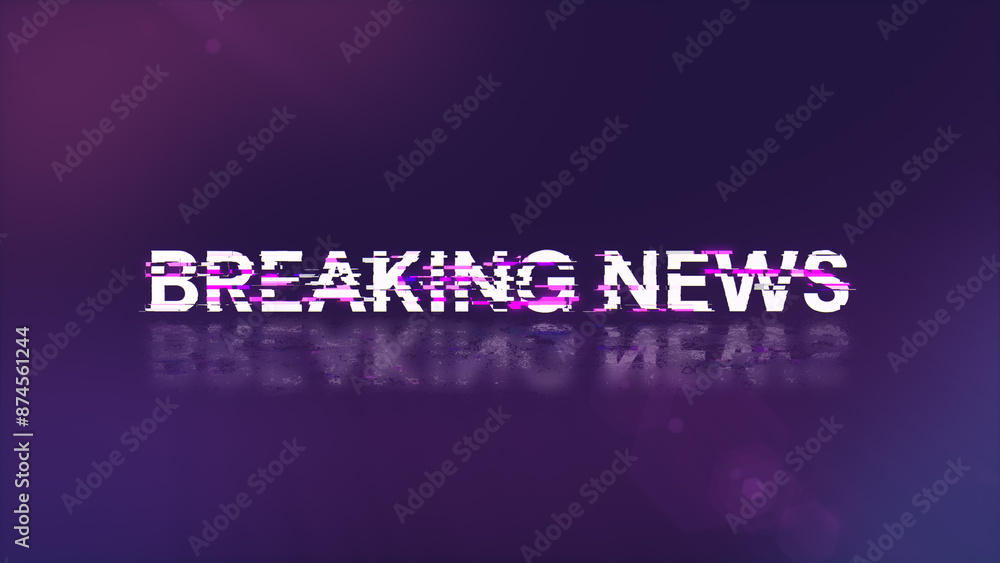 3D rendering breaking news text with screen effects of technological glitches 3D rendering breaking news text with screen effects of technological glitches