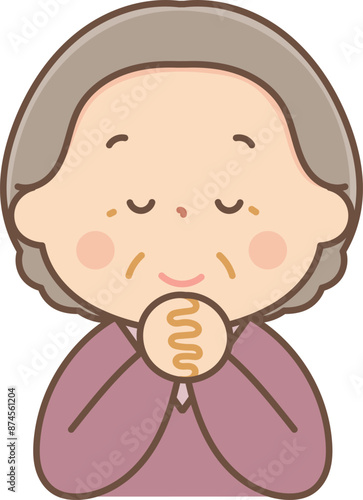 祈るシニア女性