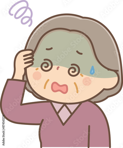 目眩を起こすシニア女性