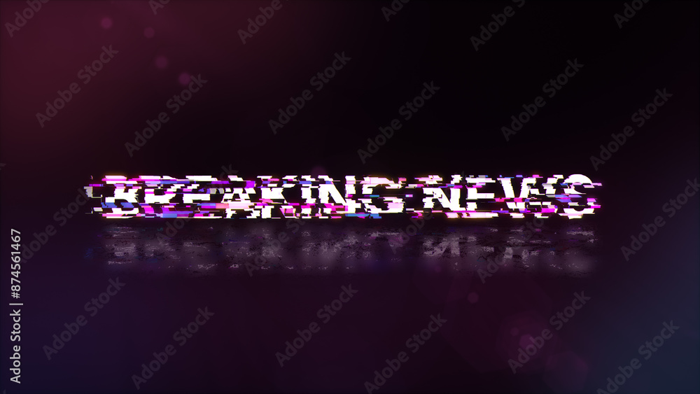 3D rendering breaking news text with screen effects of technological glitches 3D rendering breaking news text with screen effects of technological glitches
