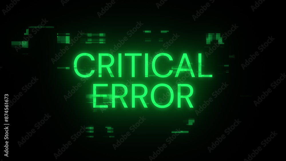 3D rendering critical error text with screen effects of technological glitches 3D rendering critical error text with screen effects of technological glitches