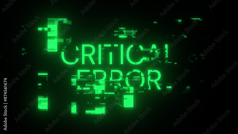 3D rendering critical error text with screen effects of technological glitches 3D rendering critical error text with screen effects of technological glitches