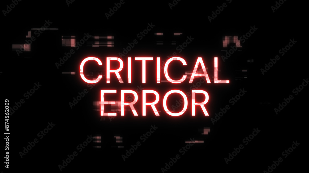 3D rendering critical error text with screen effects of technological glitches 3D rendering critical error text with screen effects of technological glitches