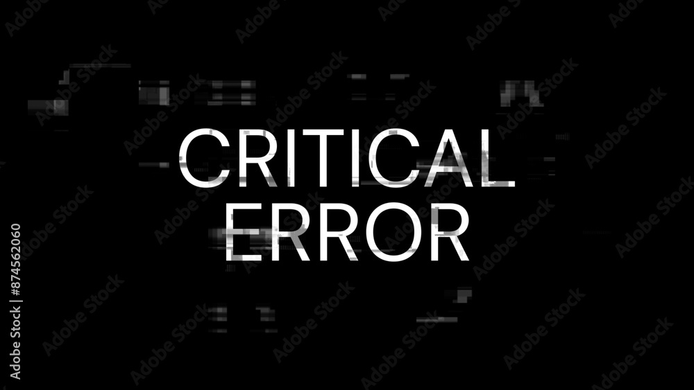 3D rendering critical error text with screen effects of technological glitches 3D rendering critical error text with screen effects of technological glitches