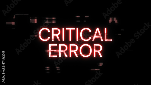 3D rendering critical error text with screen effects of technological glitches