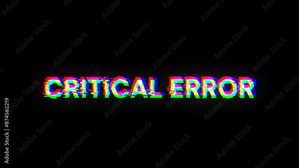 3D rendering critical error text with screen effects of technological glitches 3D rendering critical error text with screen effects of technological glitches
