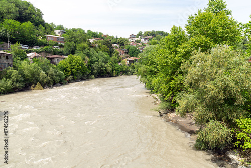 Rioni River flowing through the city of Kutaisi, Georgia photo