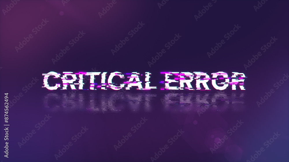 3D rendering critical error text with screen effects of technological glitches 3D rendering critical error text with screen effects of technological glitches