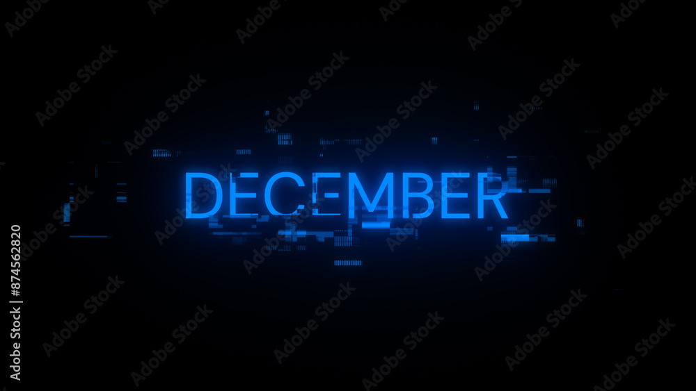 3D rendering December text with screen effects of technological glitches 3D rendering December text with screen effects of technological glitches