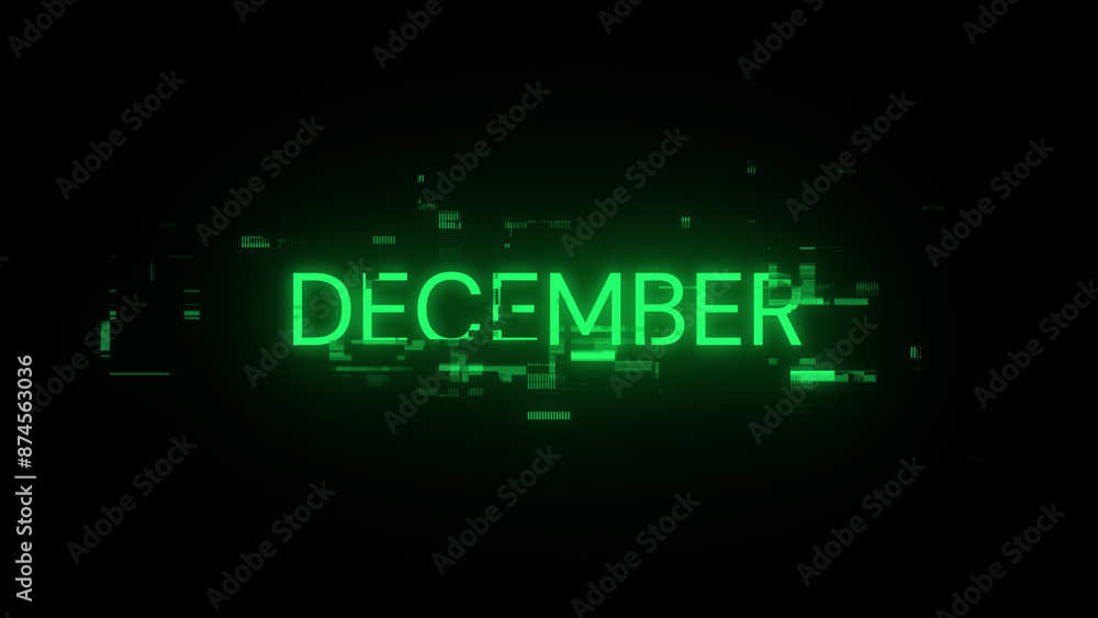 3D rendering December text with screen effects of technological glitches 3D rendering December text with screen effects of technological glitches