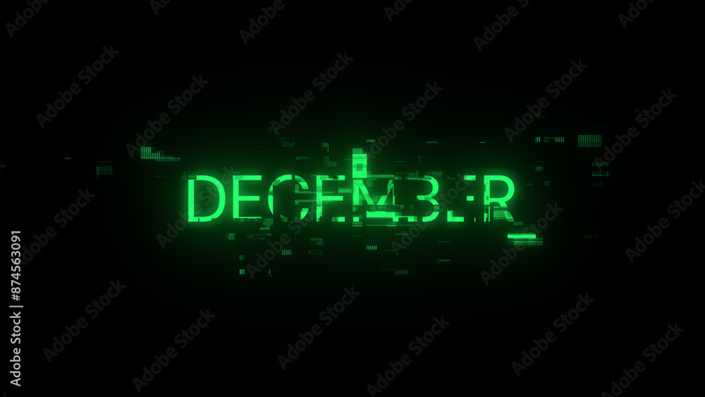 3D rendering December text with screen effects of technological glitches 3D rendering December text with screen effects of technological glitches