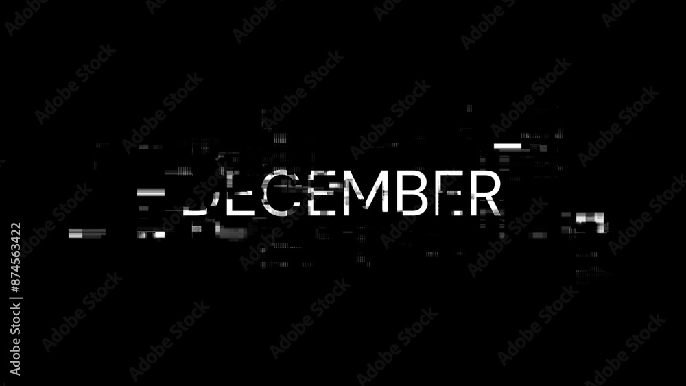 3D rendering December text with screen effects of technological glitches 3D rendering December text with screen effects of technological glitches