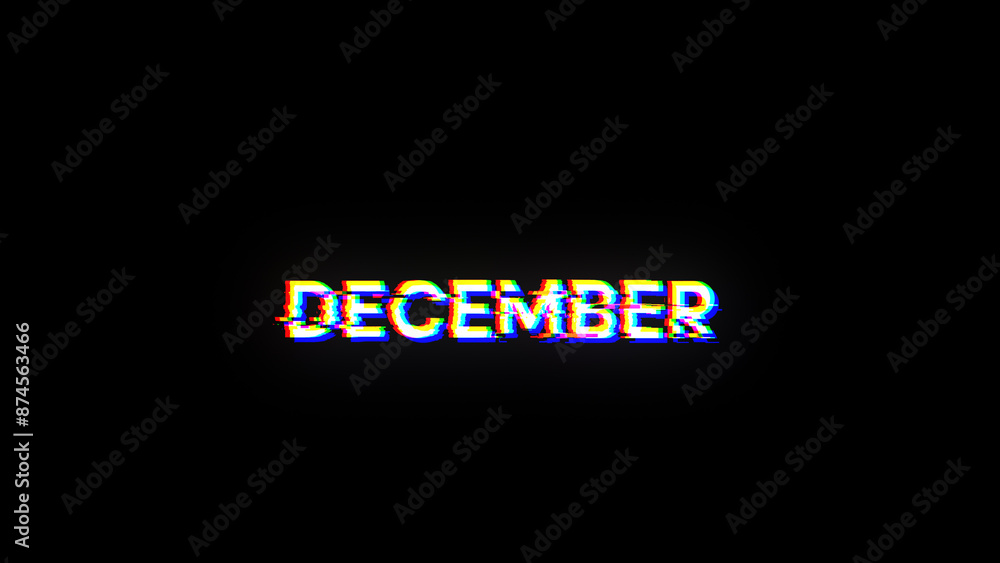 3D rendering December text with screen effects of technological glitches 3D rendering December text with screen effects of technological glitches