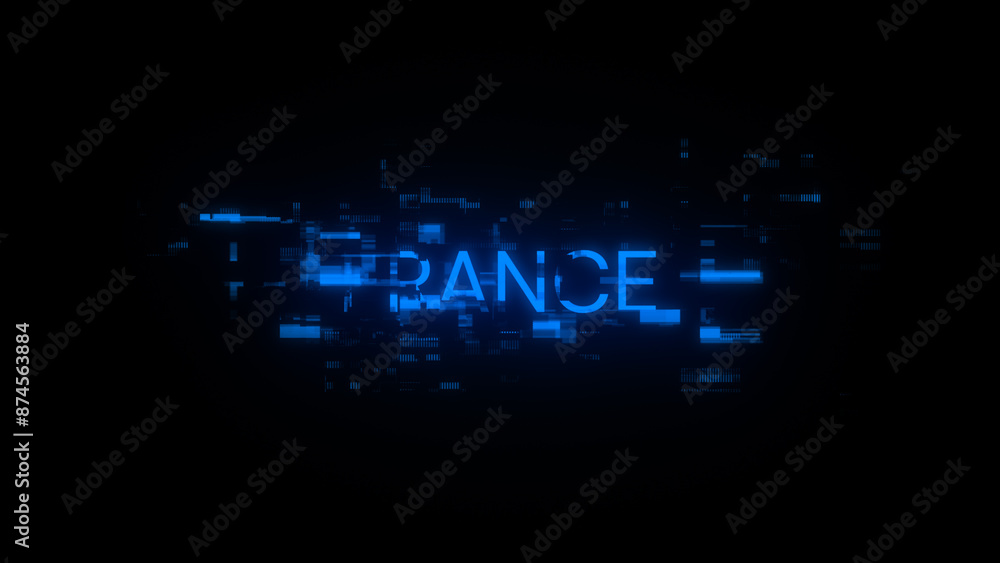 3D rendering France text with screen effects of technological glitches 3D rendering France text with screen effects of technological glitches