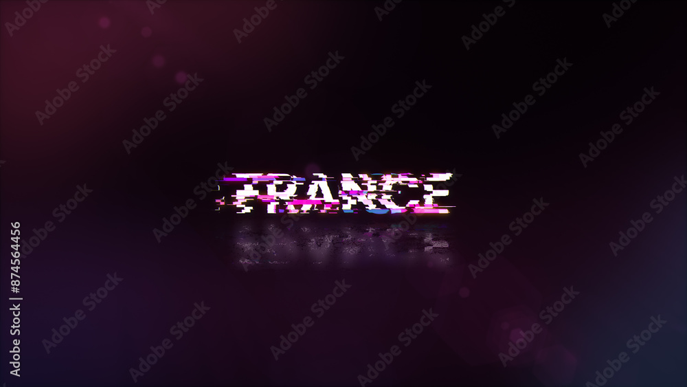 3D rendering France text with screen effects of technological glitches 3D rendering France text with screen effects of technological glitches