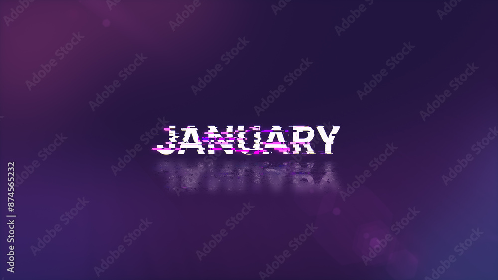 3D rendering January text with screen effects of technological glitches 3D rendering January text with screen effects of technological glitches
