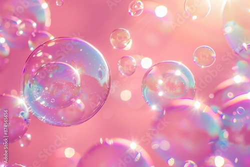 Bubbles on Pink Pastel Background.