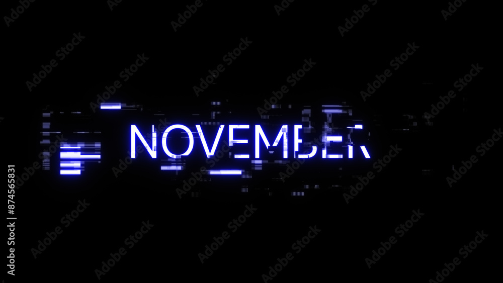 Obraz premium 3D rendering November text with screen effects of technological glitches