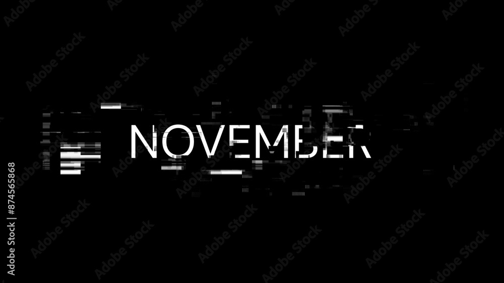 3D rendering November text with screen effects of technological glitches 3D rendering November text with screen effects of technological glitches