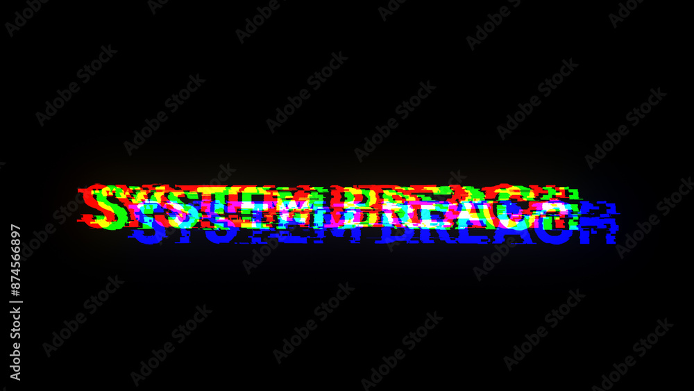 3D rendering system breach text with screen effects of technological glitches 3D rendering system breach text with screen effects of technological glitches