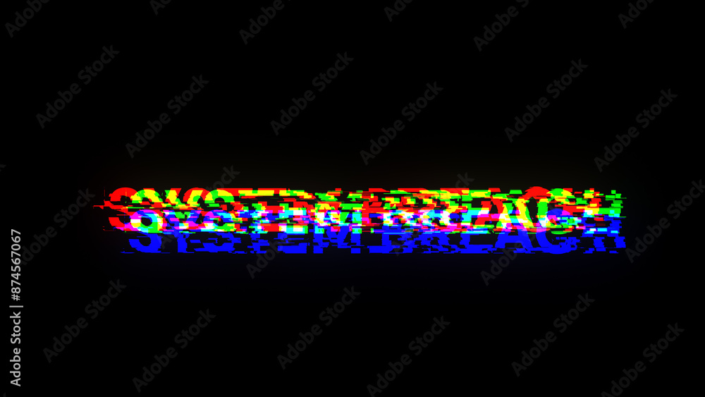 3D rendering system breach text with screen effects of technological glitches 3D rendering system breach text with screen effects of technological glitches
