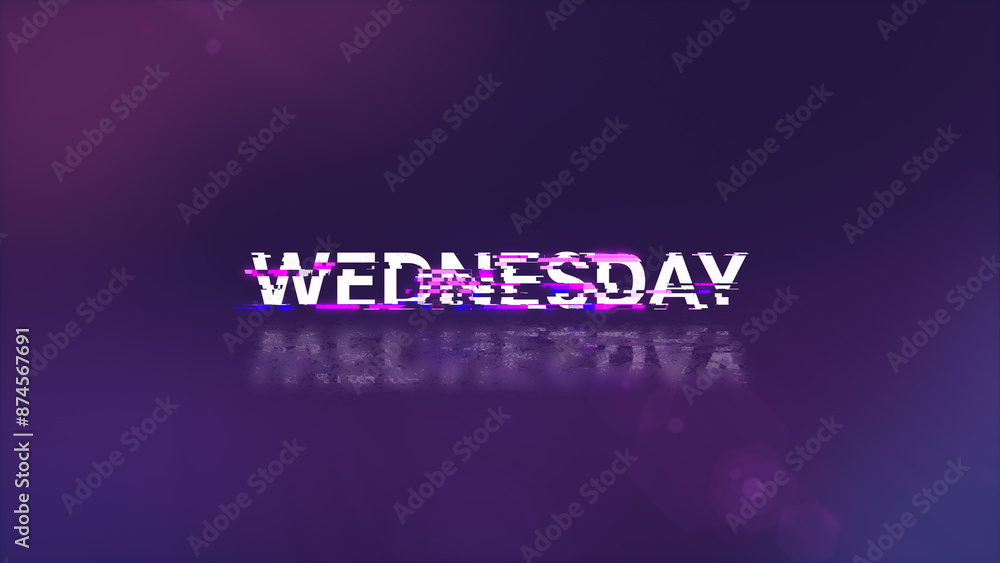 3D rendering Wednesday text with screen effects of technological glitches 3D rendering Wednesday text with screen effects of technological glitches