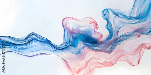 pink and blue waves of streams on a white background. delicate smoky colors. Abstract background with dynamic wave elements. created by AI